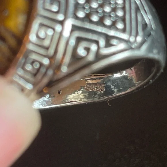 Tigers eye stone silver ring size 9 - Picture 9 of 9